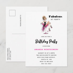 Postal De Invitación Chica Linda y Coqueta en una Copa de Martini Cumpl