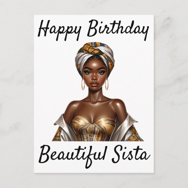 Postal De Invitación Chica Negro Magic Birday Sista Melanin Woman Post (Anverso)
