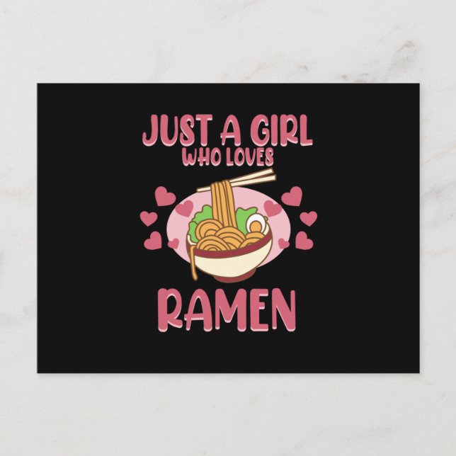 Postal De Invitación Chica que ama a Ramen Anime Kawaii Ramen Noodles G (Anverso)