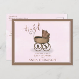 Postal De Invitación Chica rosa lindo Vintage Baby Carrie Classic