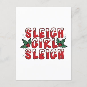 Postal De Invitación Chica Trineo Navidad Fea Navidad Divertida 