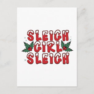Postal De Invitación Chica Trineo Navidad Fea Navidad Divertida