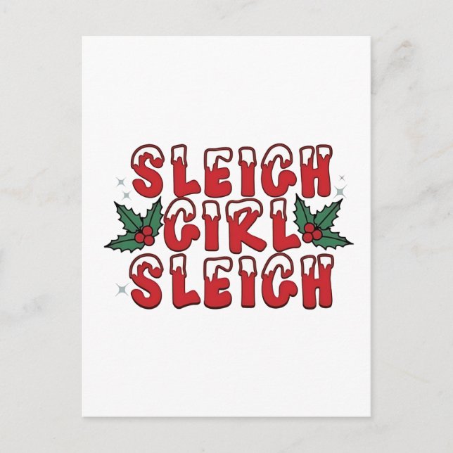 Postal De Invitación Chica Trineo Navidad Fea Navidad Divertida  (Anverso)