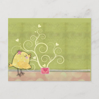 Postal De Invitación Chica y florida árbol del corazón