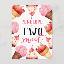 Postal De Invitación Chicas de Cute Ice Creams Fiesta de cumpleaños