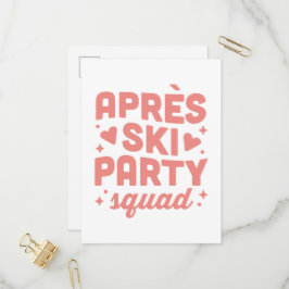 Postal De Invitación Chicas de la fiesta après ski equipo rosa estético