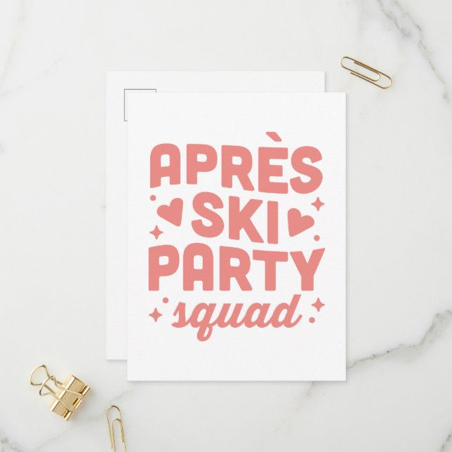 Postal De Invitación Chicas de la fiesta après ski estética rosa (Anverso/Reverso In Situ)