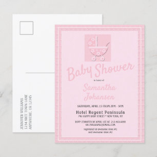 Postal De Invitación Chicas de transporte de bebé rosado Baby Shower