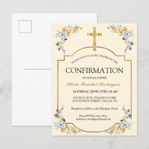 Postal De Invitación Chicas elegantes confirman la flor crema de manteq