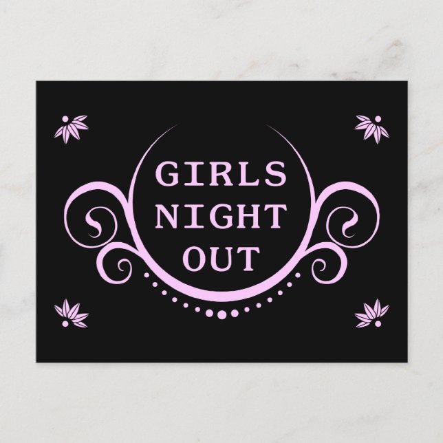 Postal De Invitación chicas fiesta de noche (Anverso)