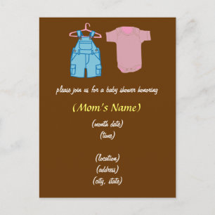 Postal De Invitación Chico y Chica de ropa - Baby Shower neutral de gén