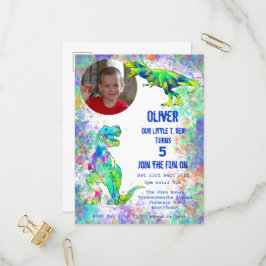 Postal De Invitación Chicos Dinosaurios Cumpleaños 5 Colorida Foto T Re