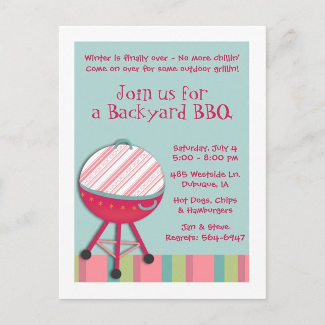 Postal De Invitación Chill & Grill Postcard (Anverso)