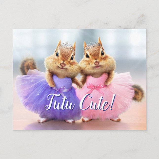 Postal De Invitación Chipmunk Ballerina Duo (Anverso)