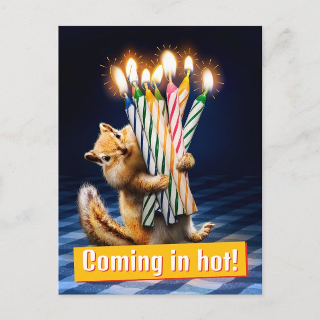 Postal De Invitación Chipmunk Birthday Candles (Anverso)