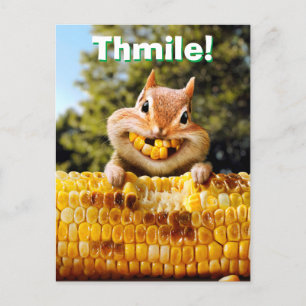 Postal De Invitación Chipmunk Eating Corn