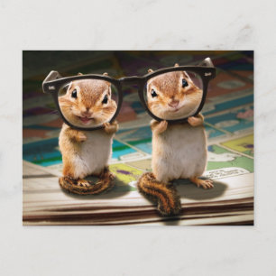 Postal De Invitación Chipmunks en lecturas de gafas