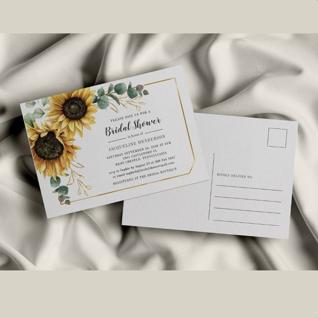 Postal De Invitación Chorro Nupcial de Eucalipto y Girasol con Letra Fl (Subido por el creador)