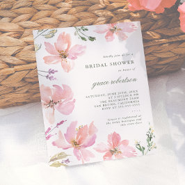 Postal De Invitación Chorro Nupcial Floral Acuarela de Agua de Primaver