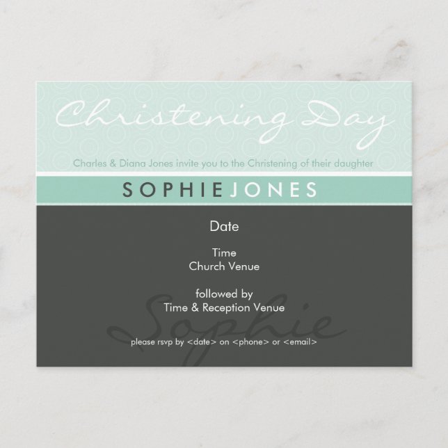 Postal De Invitación CHRISTENING INVITE :: simplemente groovy 5 (Anverso)