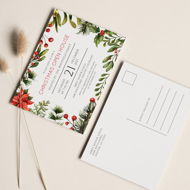 Postal De Invitación Christmas Holiday Party Greenery (Subido por el creador)