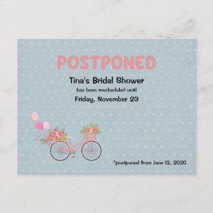 Postal De Invitación Chubasco de shower nupcial pospuesto en bicicleta 