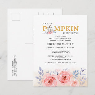 Postal De Invitación Chupinada de Pareja Temática de Calabacita Floral
