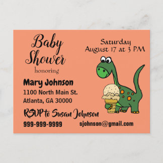 Postal De Invitación Chupito Divertido de Bebé Dinosaurio y Cumple de B