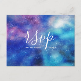 Postal De Invitación Cielo de Acuarela Azul para RSVP de Boda