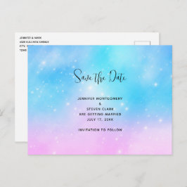 Postal De Invitación Cielo gradiente rosa y azul pastel Guardar fecha