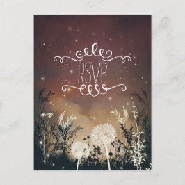 Postal De Invitación Cielo Nocturno Encantado Rústico Estrellas y Folla