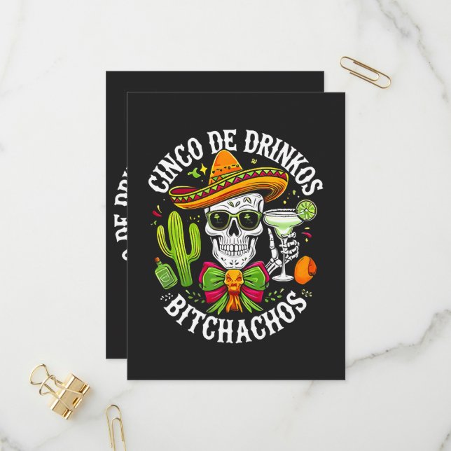 Postal De Invitación Cinco De Drinko Bitchachos (Anverso/Reverso In Situ)