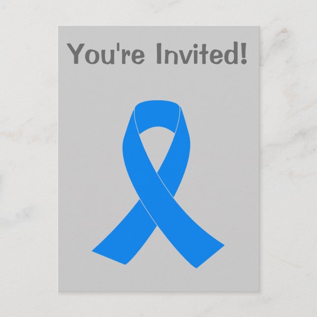 Postal De Invitación Cinta de concientización azul claro (Anverso)