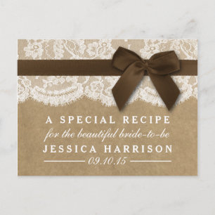 Postal De Invitación Cinta marrón sobre la receta de ducha de novia Kra