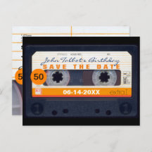 Cinta Retro Cassette 50 cumpleaños Guardar la fech