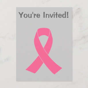 Postal De Invitación Cinta rosa - Conciencia sobre el cáncer de mama