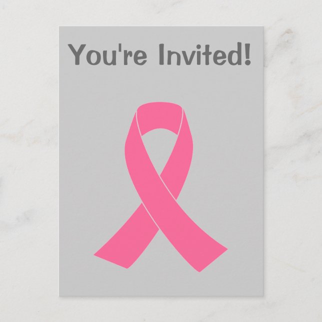 Postal De Invitación Cinta rosa - Conciencia sobre el cáncer de mama (Anverso)