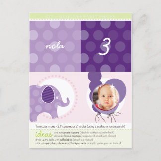 Postal De Invitación CÍRCULOS fiestas :: elefante + globos 6