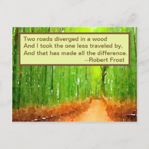 Postal de invitación - Cita de Robert Frost Roads