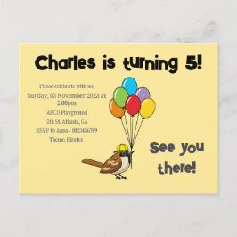 Postal De Invitación Cita resplandeciente con globos Cumpleaños | Perso