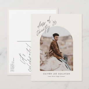 Postal De Invitación Clase Boho de la Graduación de Foto Arch 2025