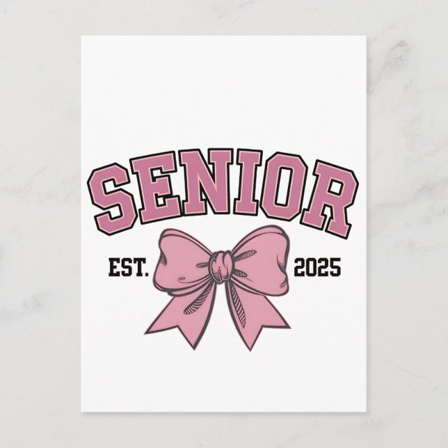 Postal De Invitación Clase Coquette Senior 2025 de arcos rosados 2025 (Anverso)
