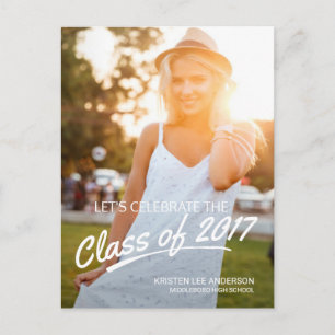Postal De Invitación Clase de 2019 Partido de Graduación Pincel Script 