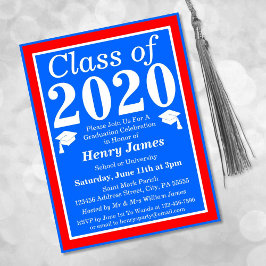 Postal De Invitación Clase de Graduación Azul Blanco Rojo 2024