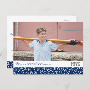 Postal De Invitación Clase de Graduación de Ancla Náutica de 20XX Fiest