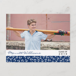 Postal De Invitación Clase de Graduación de Ancla Náutica de 20XX Fiest