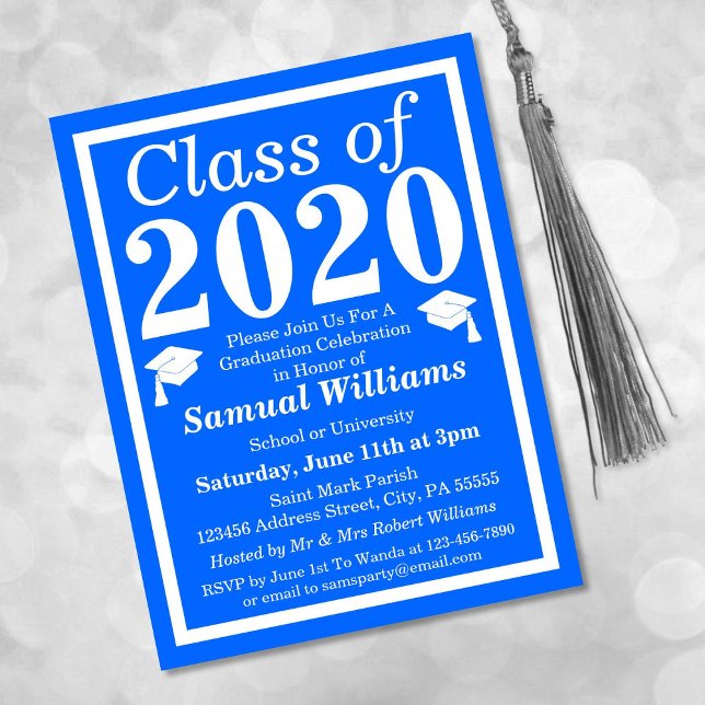 Postal De Invitación Clase de graduación de Blue White 2024 (Subido por el creador)
