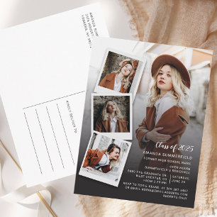 Postal De Invitación Clase de Graduación de Guión de Collage de fotos G