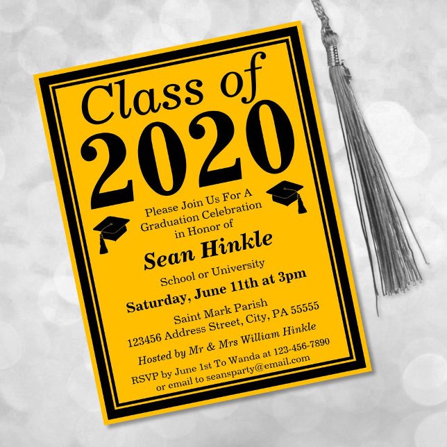 Postal De Invitación Clase de Graduación de Oro Negro 2024 (Subido por el creador)
