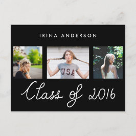 Postal De Invitación Clase De Tipografía 2016 Tres Fotos Graduado